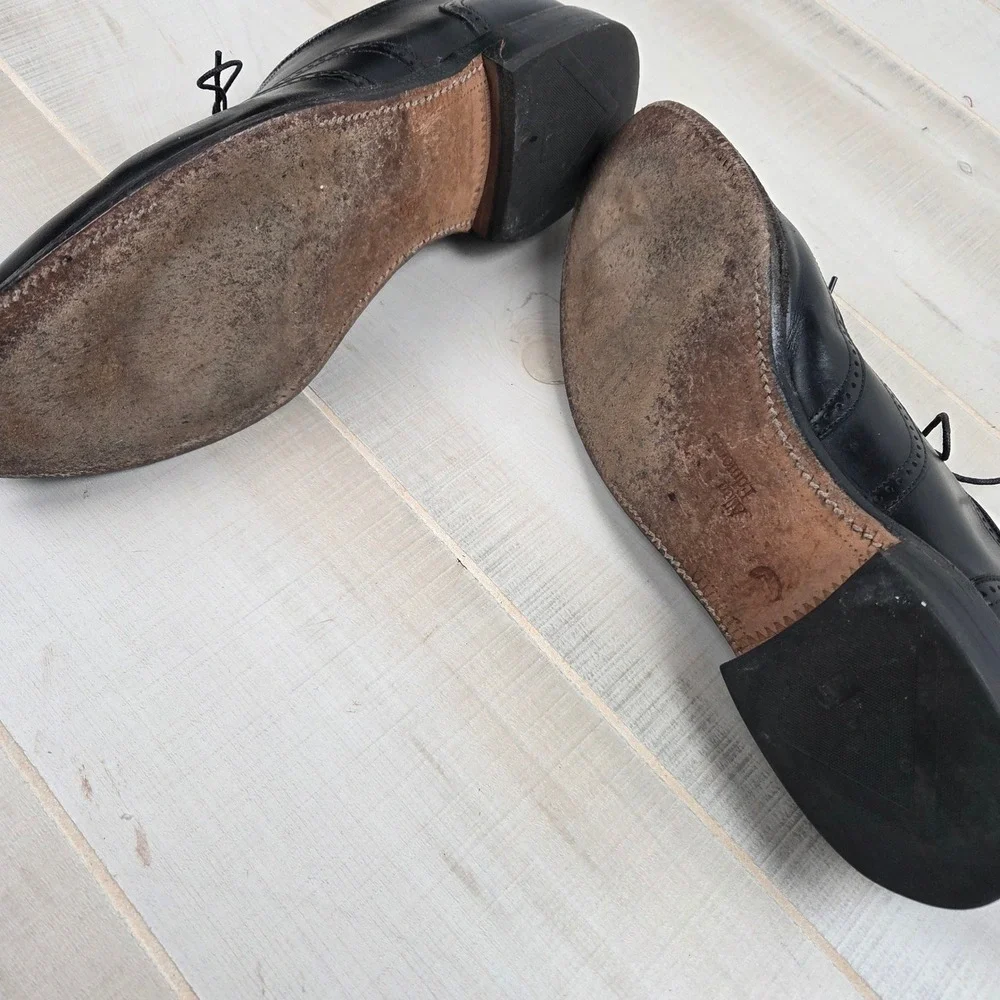 Allen Edmonds Marlow Cap Toe Oxford Wingtip Dress Shoes‎ Mens 12 B Black Leather